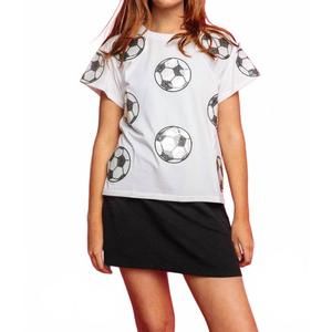 NEW QUEEN OF SPARKLES scattered soccer ball tee in white